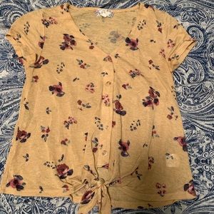Gold floral tie top